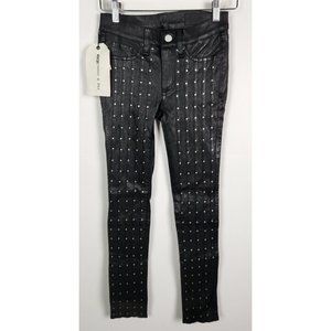 Rag & Bone Women's Sz. 25 Black Lamb Leather Stud Hyde Pants NWT